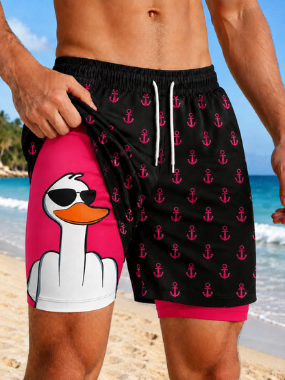 🦆 Men's 2-in-1 Quick-Dry Beach Shorts