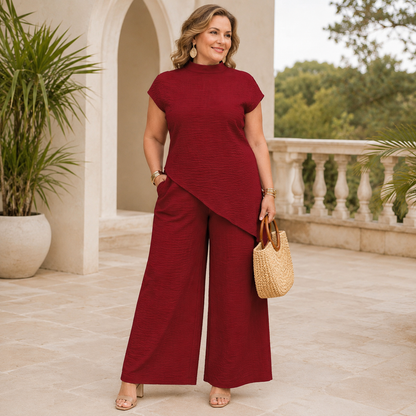 ⭐Elegant Asymmetric Flowy Two-Piece Pant Set