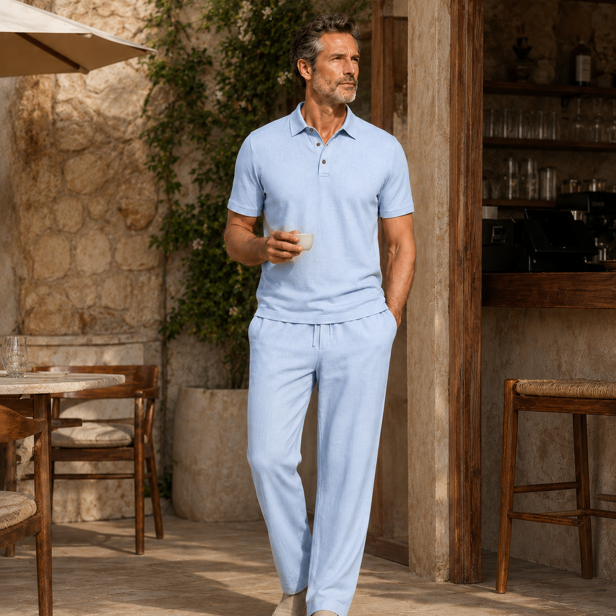 🏖️ Men's Linen-Texture Beach Vacation Set
