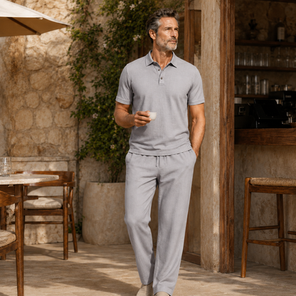 🏖️ Men's Linen-Texture Beach Vacation Set