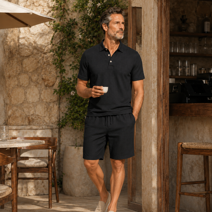 🏖️ Men's Linen-Texture Beach Vacation Set