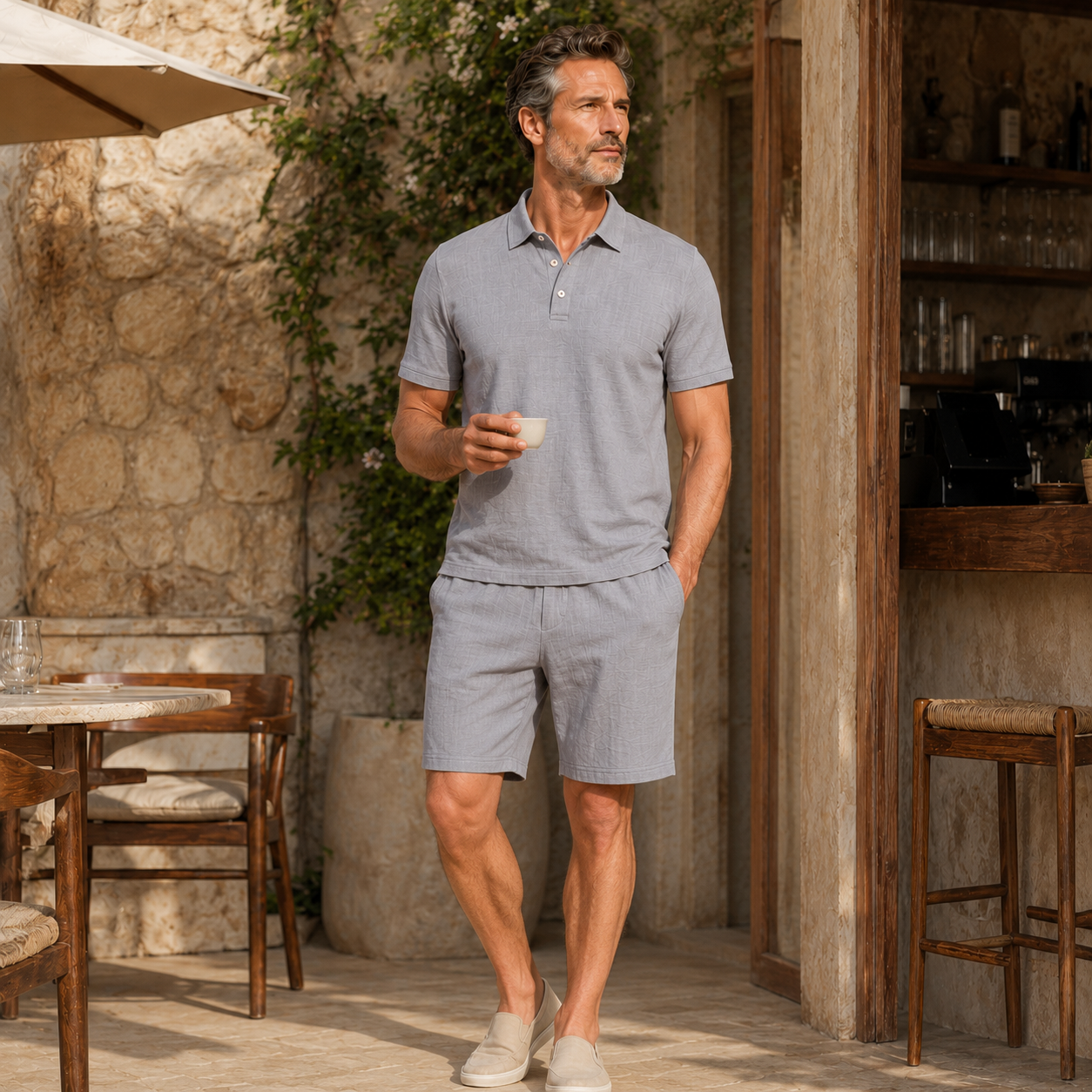 🏖️ Men's Linen-Texture Beach Vacation Set