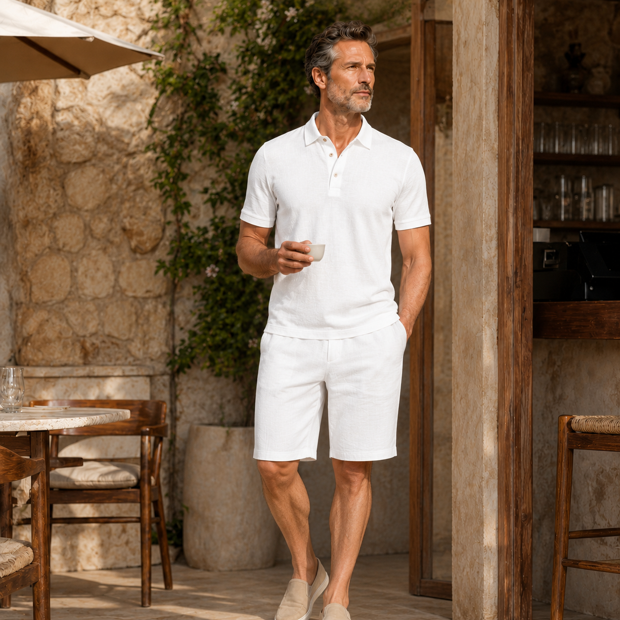 🏖️ Men's Linen-Texture Beach Vacation Set