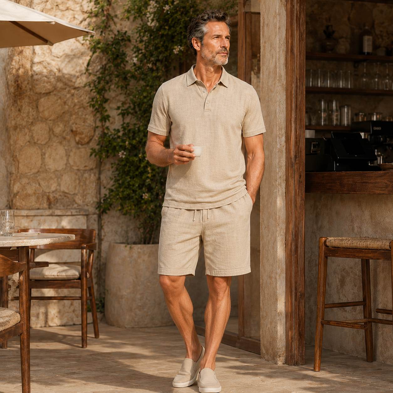 🏖️ Men's Linen-Texture Beach Vacation Set