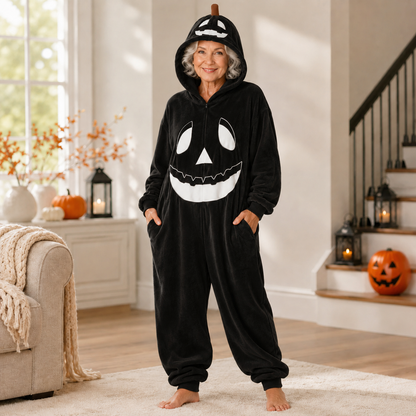 🎃 Cozy Hooded Pumpkin Onesie Costume