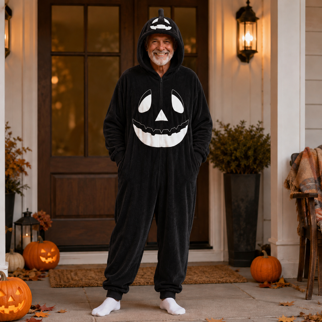 🎃 Cozy Hooded Pumpkin Onesie Costume