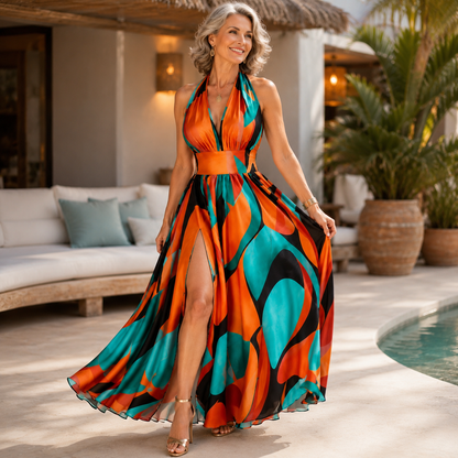 Women’s Print Halter Maxi Dress