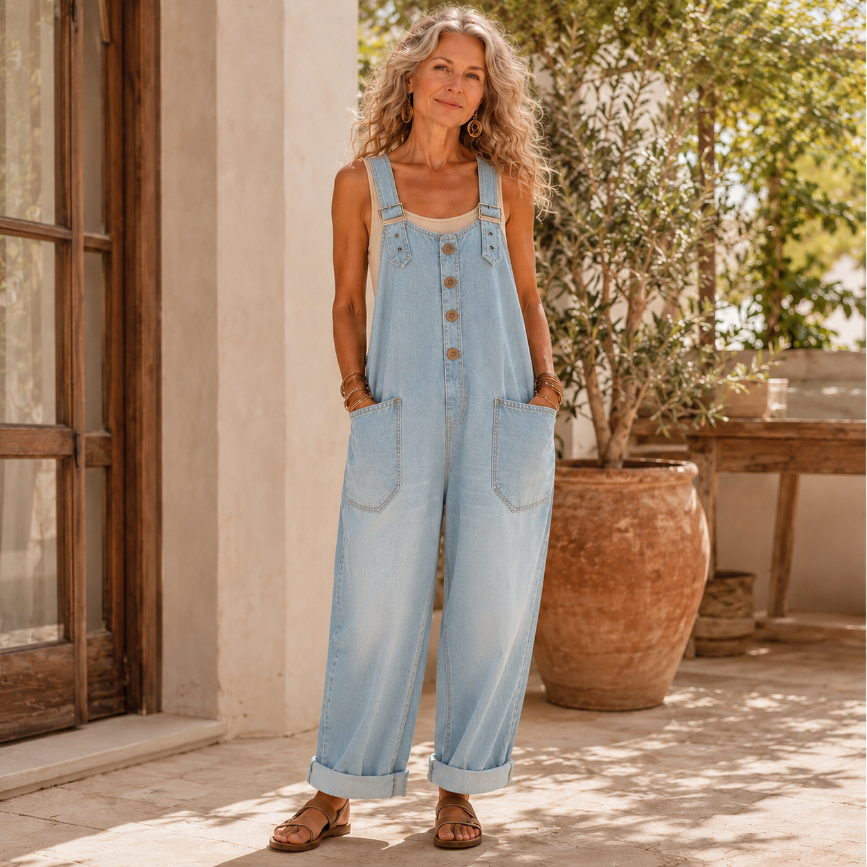 Women’s Relaxed Denim Bib Overalls