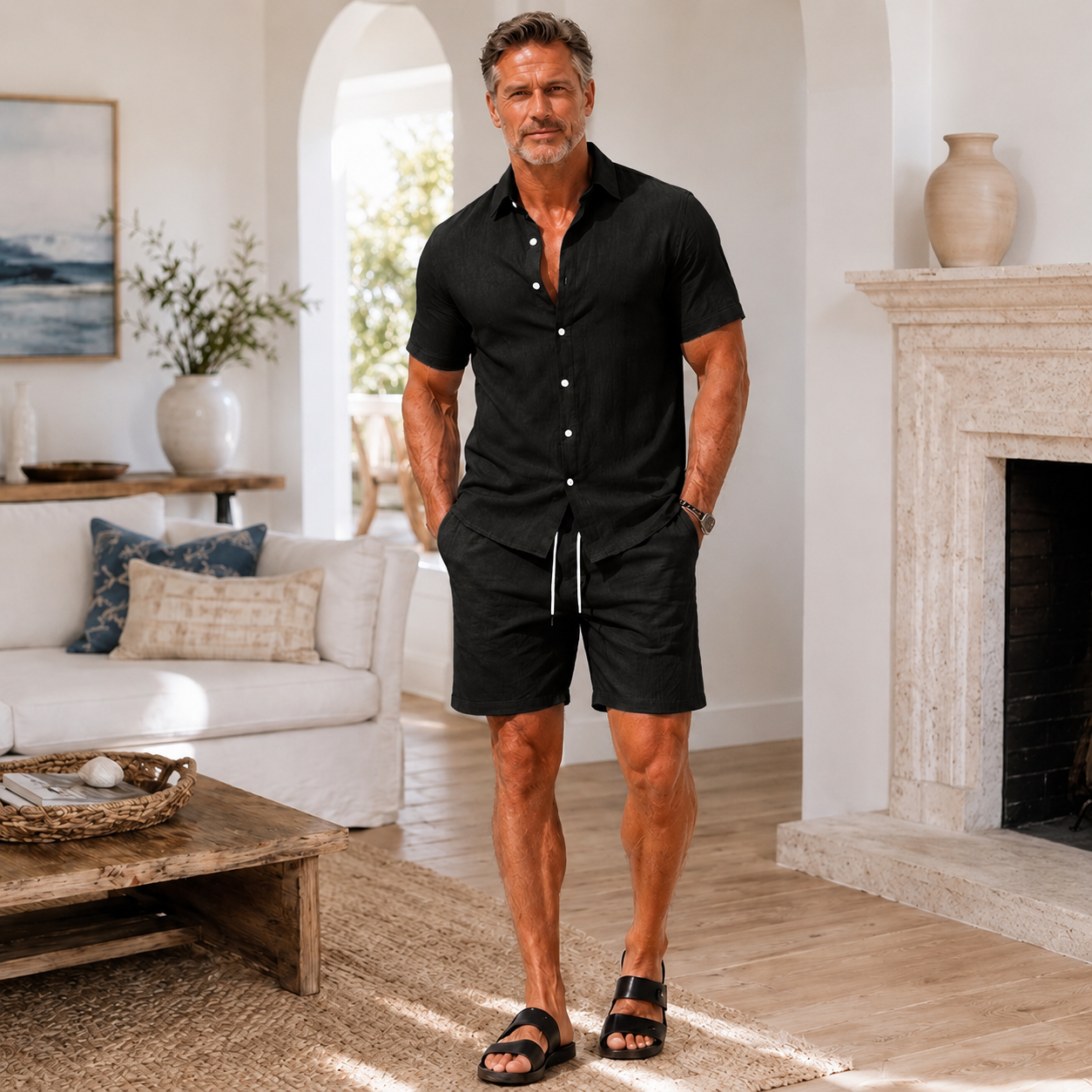 Men’s Short-Sleeve Shirt & Shorts Set