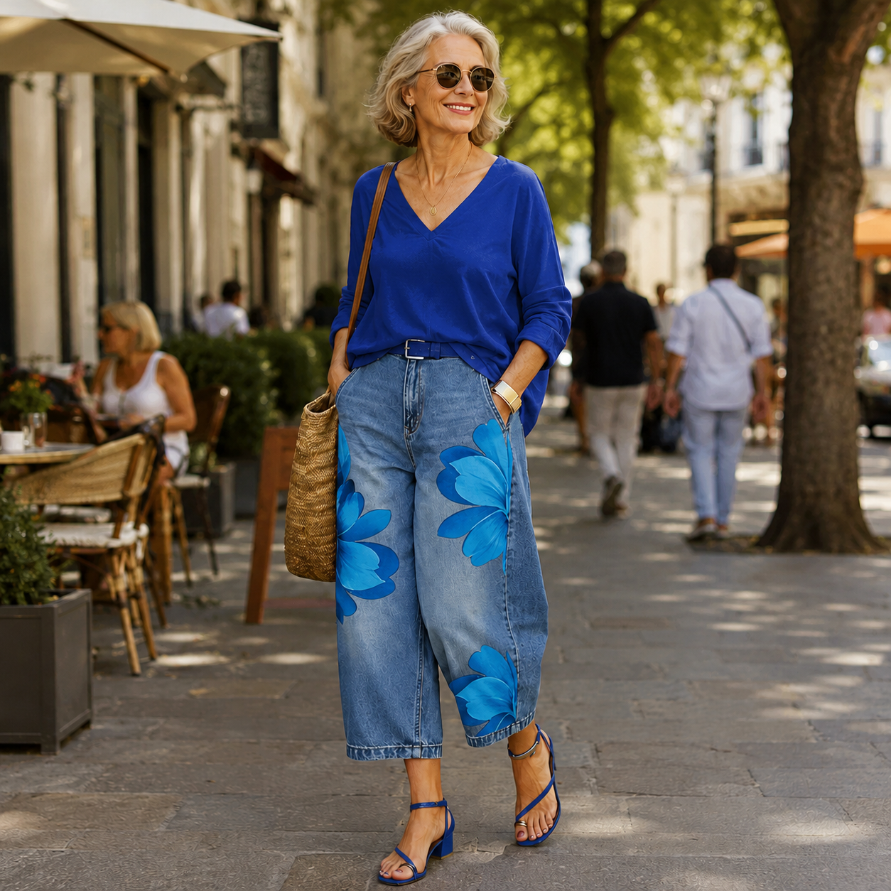 Women’s Floral Print Barrel Capri Jeans