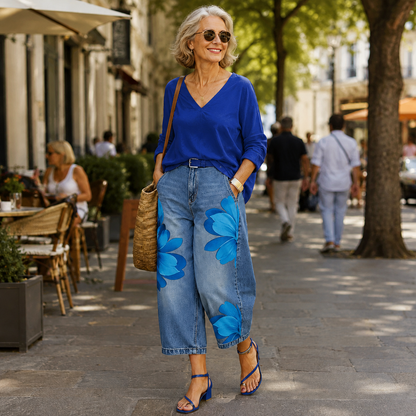 Women’s Floral Print Barrel Capri Jeans