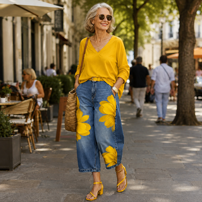 Women’s Floral Print Barrel Capri Jeans