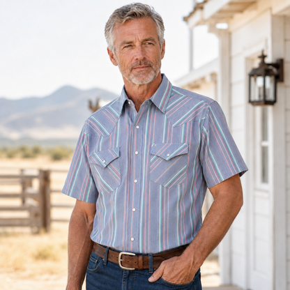 Men’s Striped Western Snap Shirt
