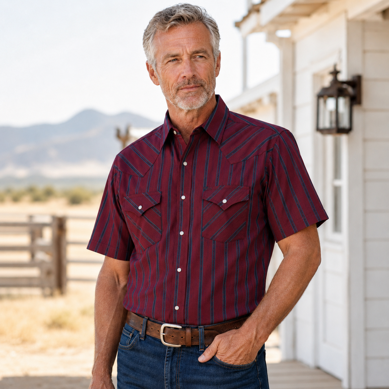 Men’s Striped Western Snap Shirt