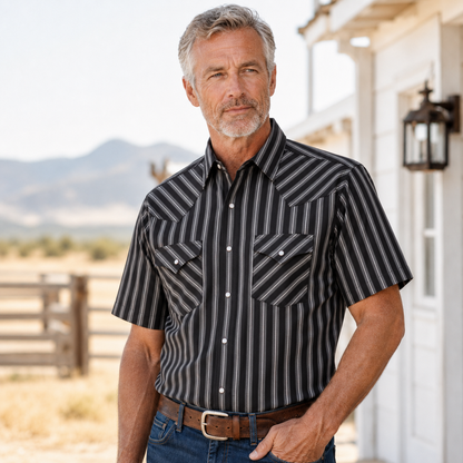 Men’s Striped Western Snap Shirt