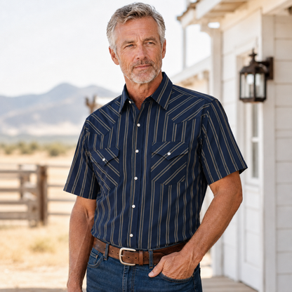 Men’s Striped Western Snap Shirt