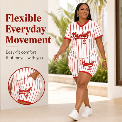 Baseball-Inspired Two-Piece in Plus Sizes