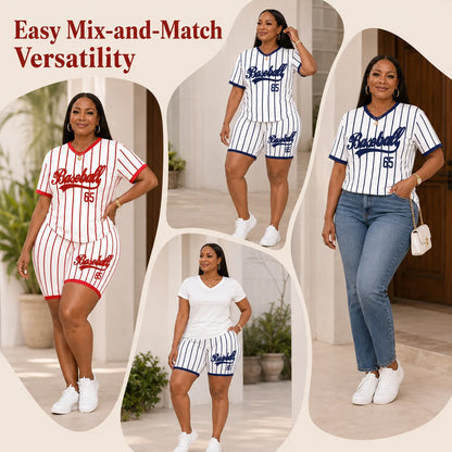 Baseball-Inspired Two-Piece in Plus Sizes