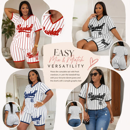 Baseball-Inspired Two-Piece in Plus Sizes