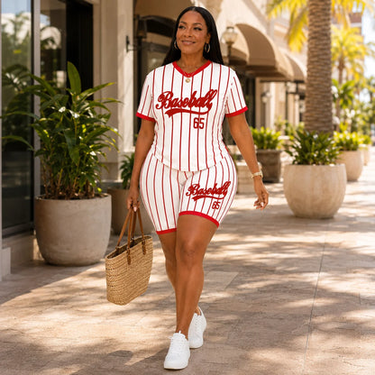 Baseball-Inspired Two-Piece in Plus Sizes