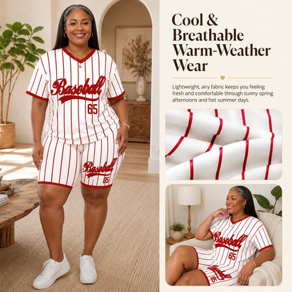 Baseball-Inspired Two-Piece in Plus Sizes