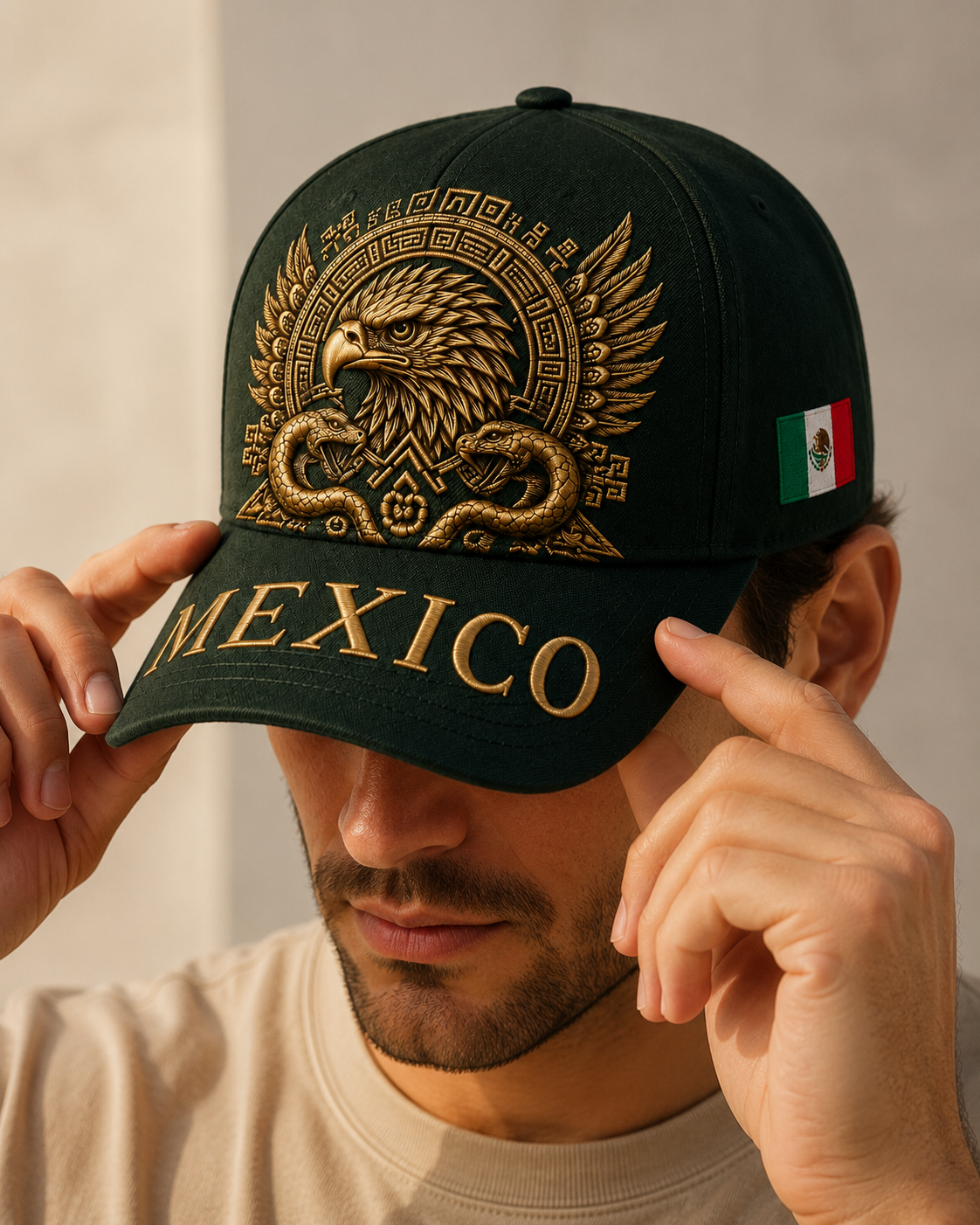 🦅 Mexico Baseball Cap – Golden Aztec Eagle