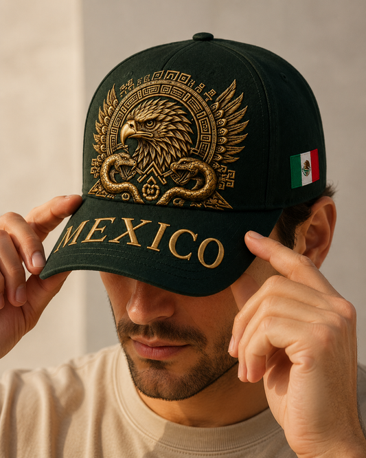 🦅 Mexico Baseball Cap – Golden Aztec Eagle