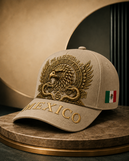 🦅 Mexico Baseball Cap – Golden Aztec Eagle