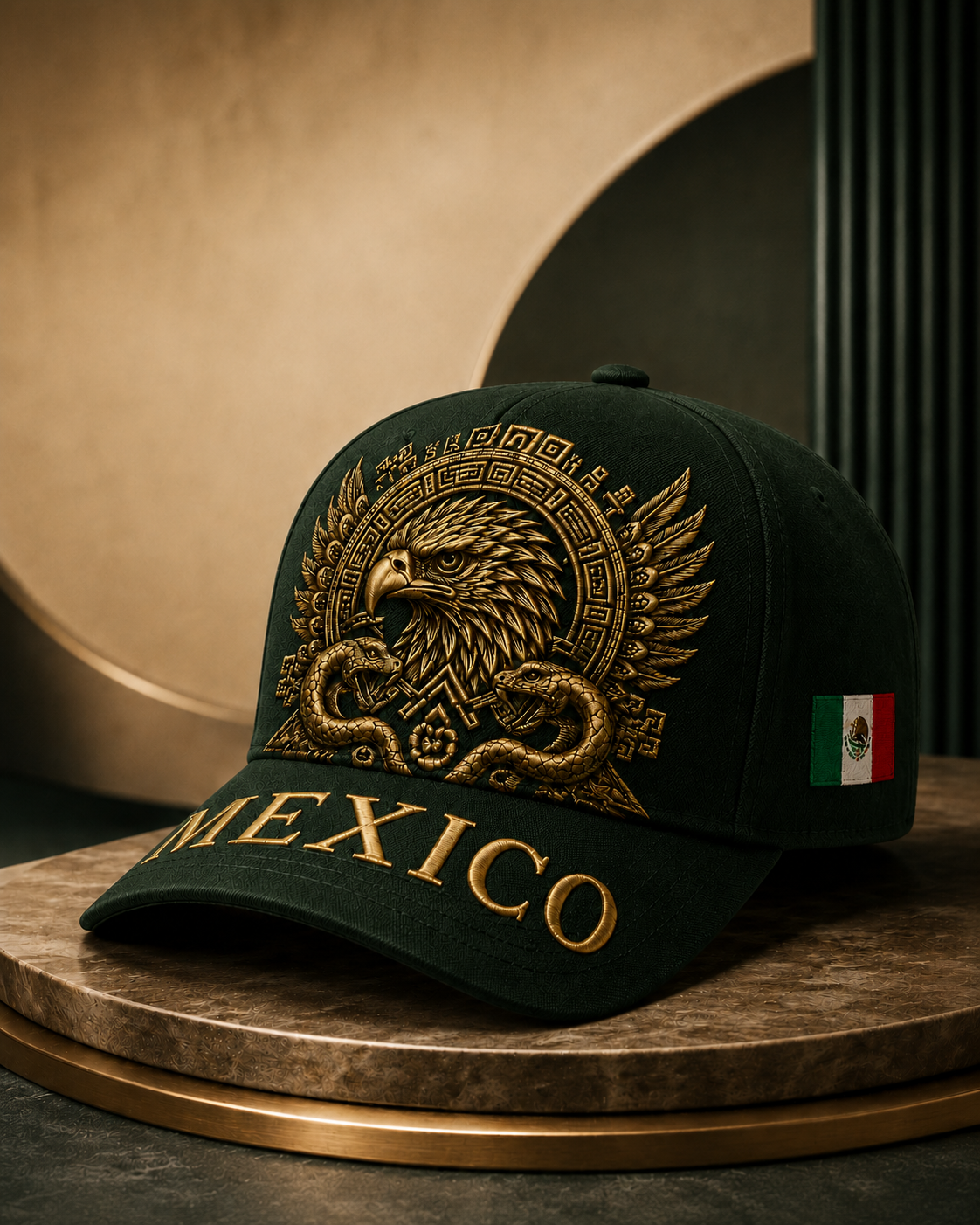 🦅 Mexico Baseball Cap – Golden Aztec Eagle