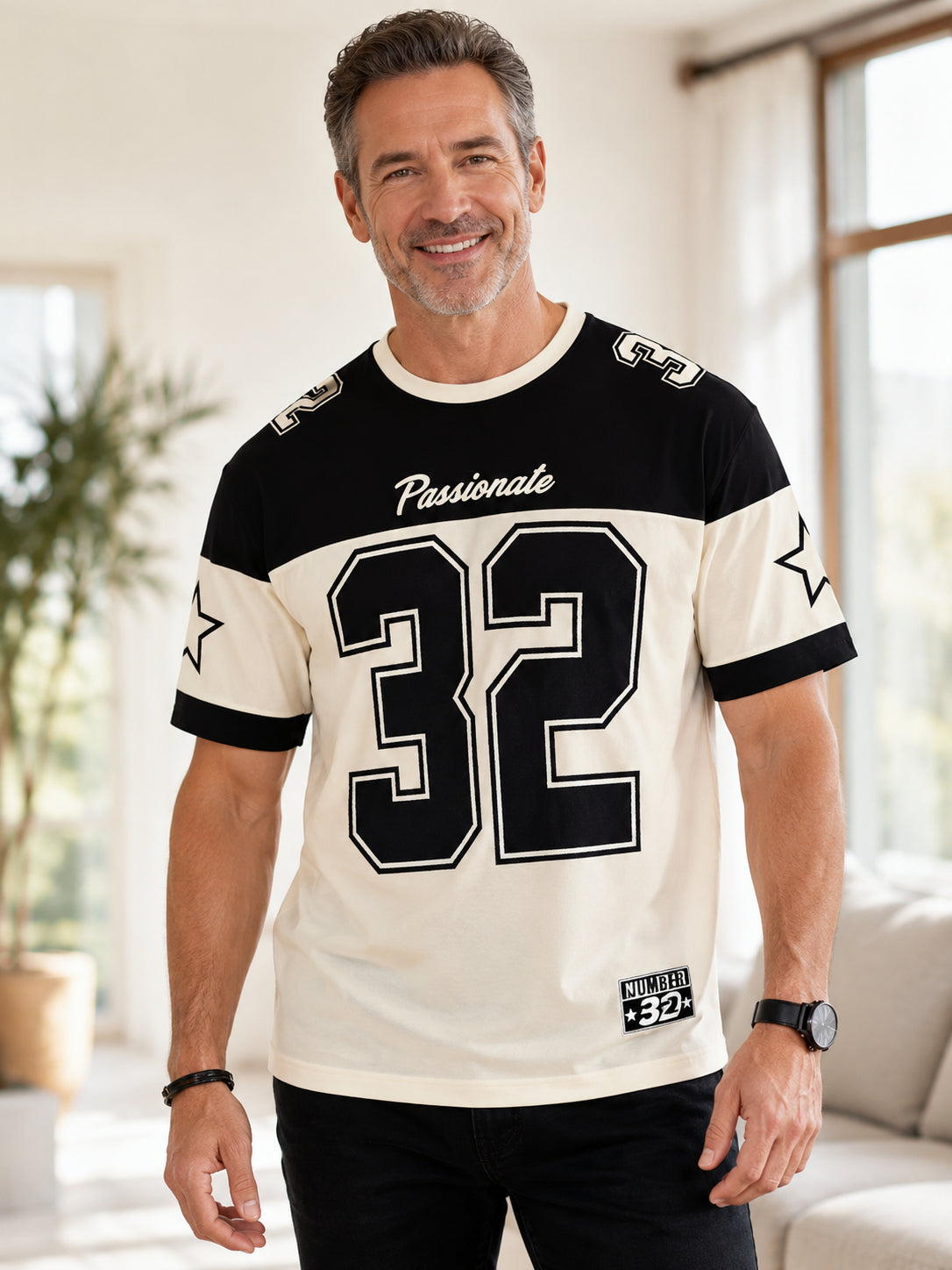 Men's Athletic Number 32 Printed Crew-Neck T-Shirt