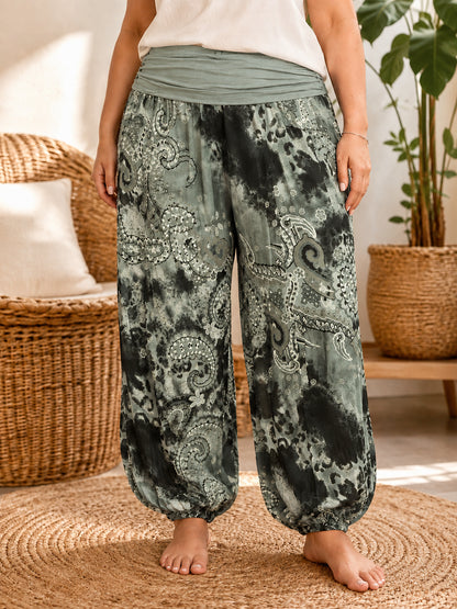Plus Size Women's Soft Boho Harem Lounge Pants