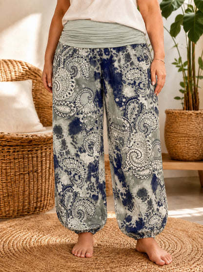 Plus Size Women's Soft Boho Harem Lounge Pants
