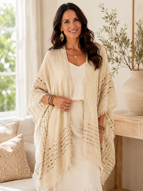 Women's Plus Size Bohemian Frayed Hem Cardigan
