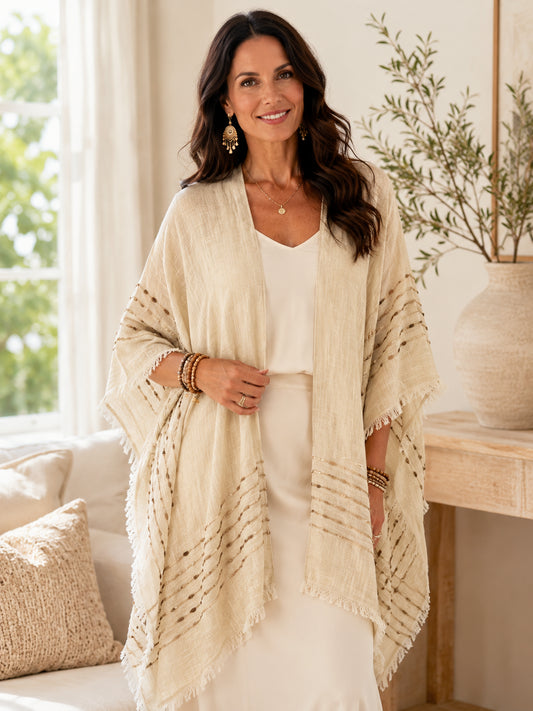 Women's Plus Size Bohemian Frayed Hem Cardigan