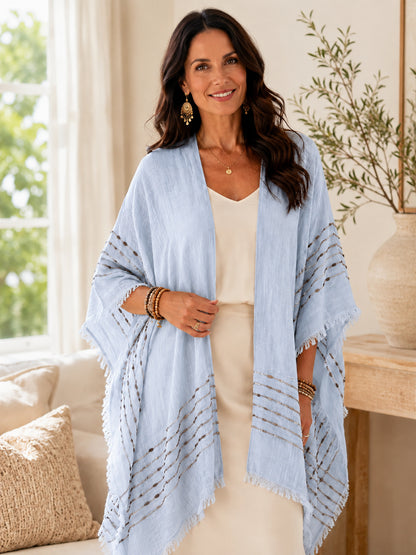 Women's Plus Size Bohemian Frayed Hem Cardigan