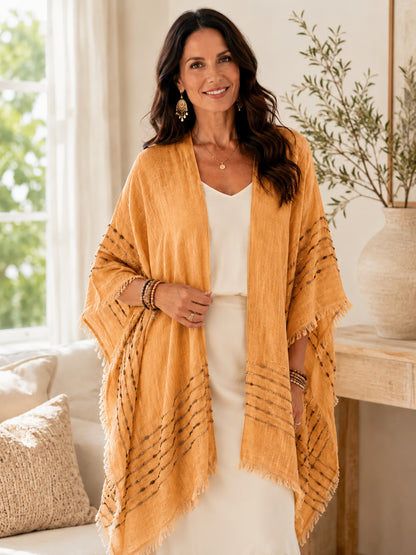 Women's Plus Size Bohemian Frayed Hem Cardigan