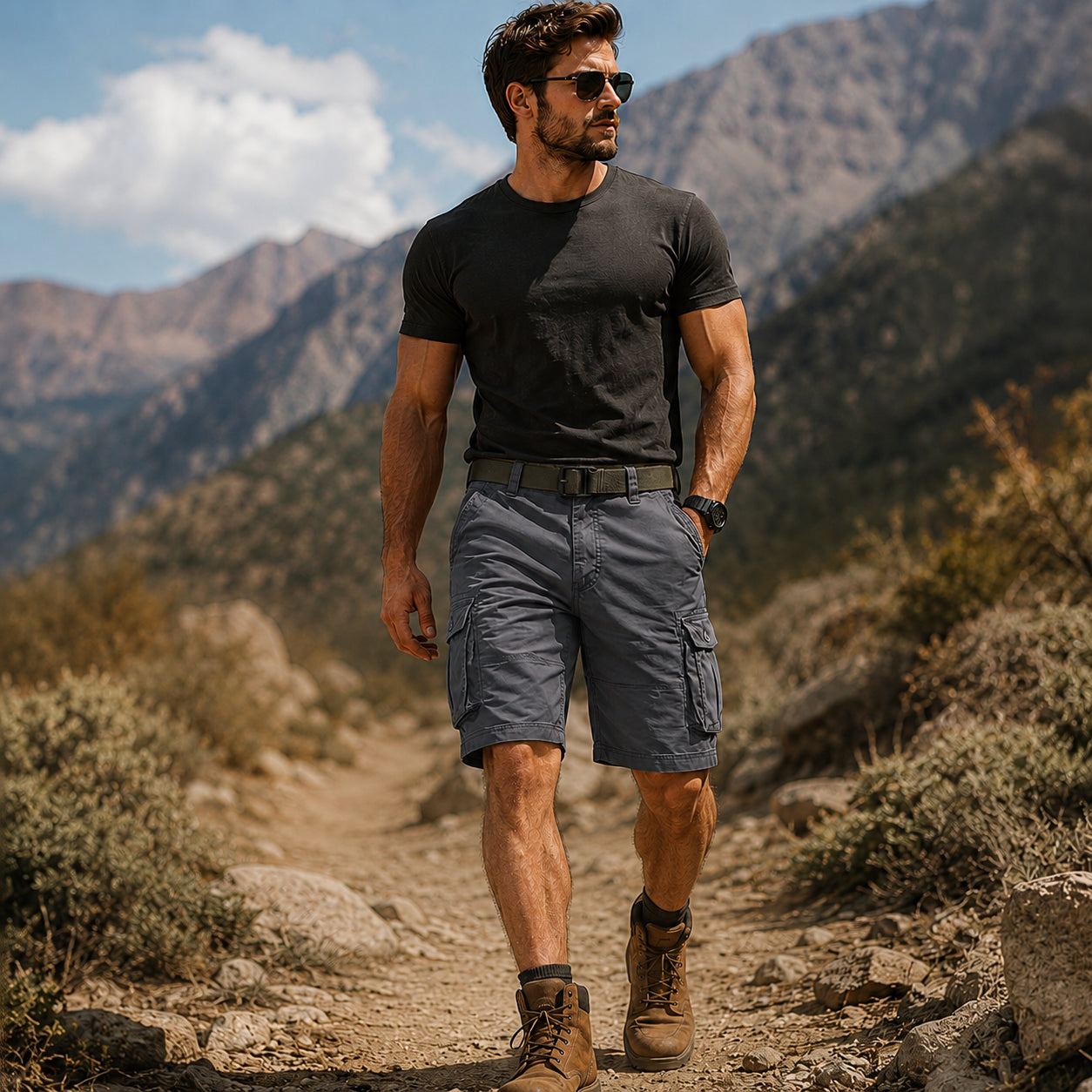 Men's 100% Cotton Tactical Cargo Shorts