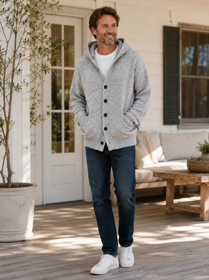 Men's Knit Hooded Cardigan Sweater