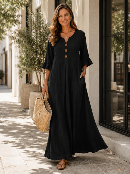 Women's V-Neck Ruffled Maxi Dress