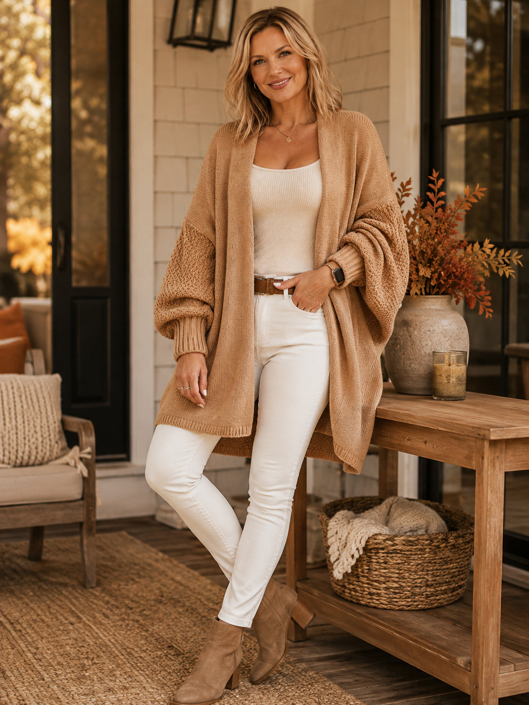 Luxe Batwing Oversized Open-Front Knit Cardigan