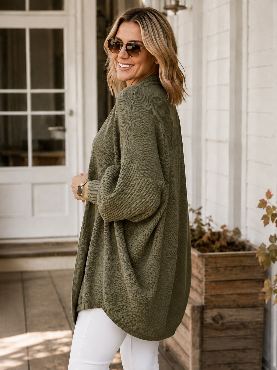 Luxe Batwing Oversized Open-Front Knit Cardigan