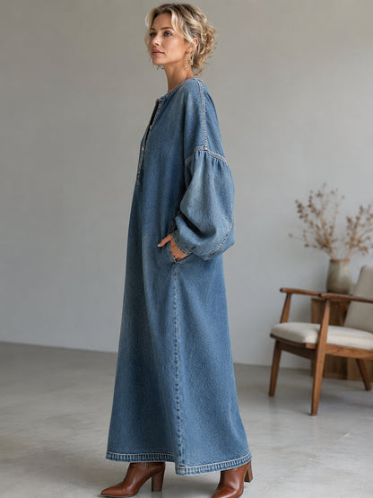 Women's Loose Fit Denim Maxi Dress