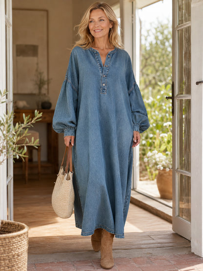 Women's Loose Fit Denim Maxi Dress