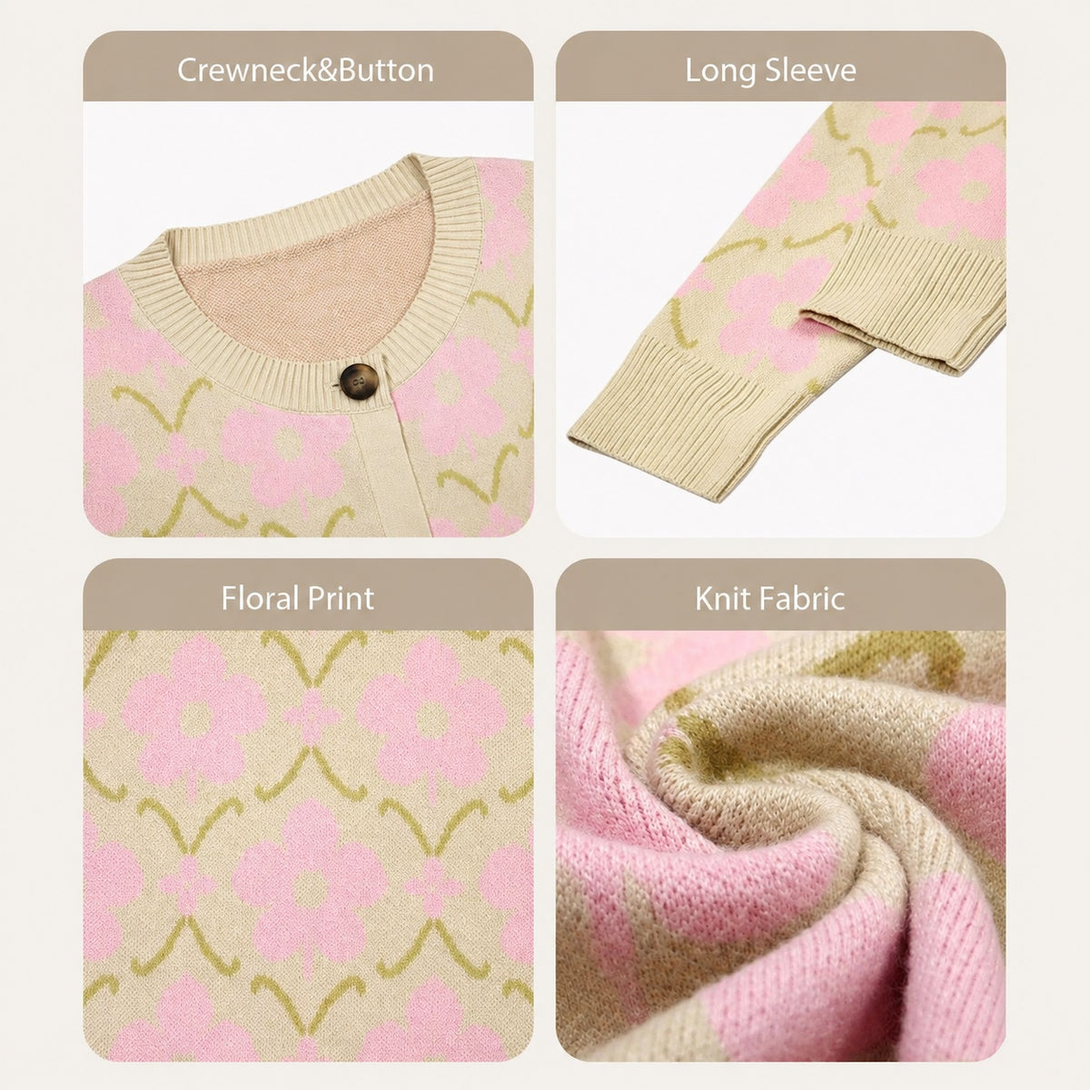 Women's Vintage Floral Knit Cardigan