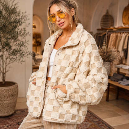 Women’s Cozy Plaid Sherpa Jacket