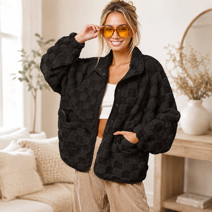 Women’s Cozy Plaid Sherpa Jacket