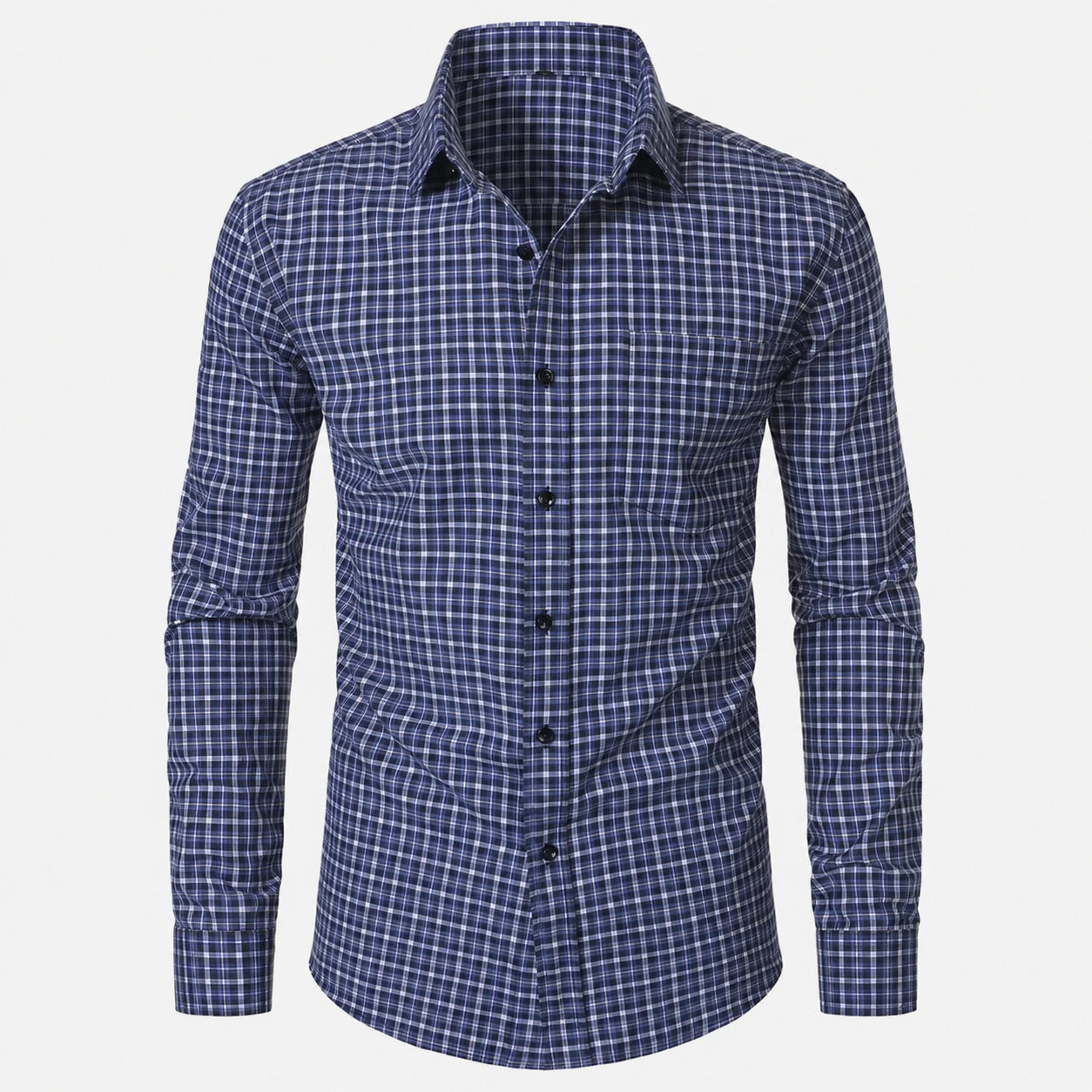 Men’s Classic Plaid Slim-Fit Button-Down Shirt