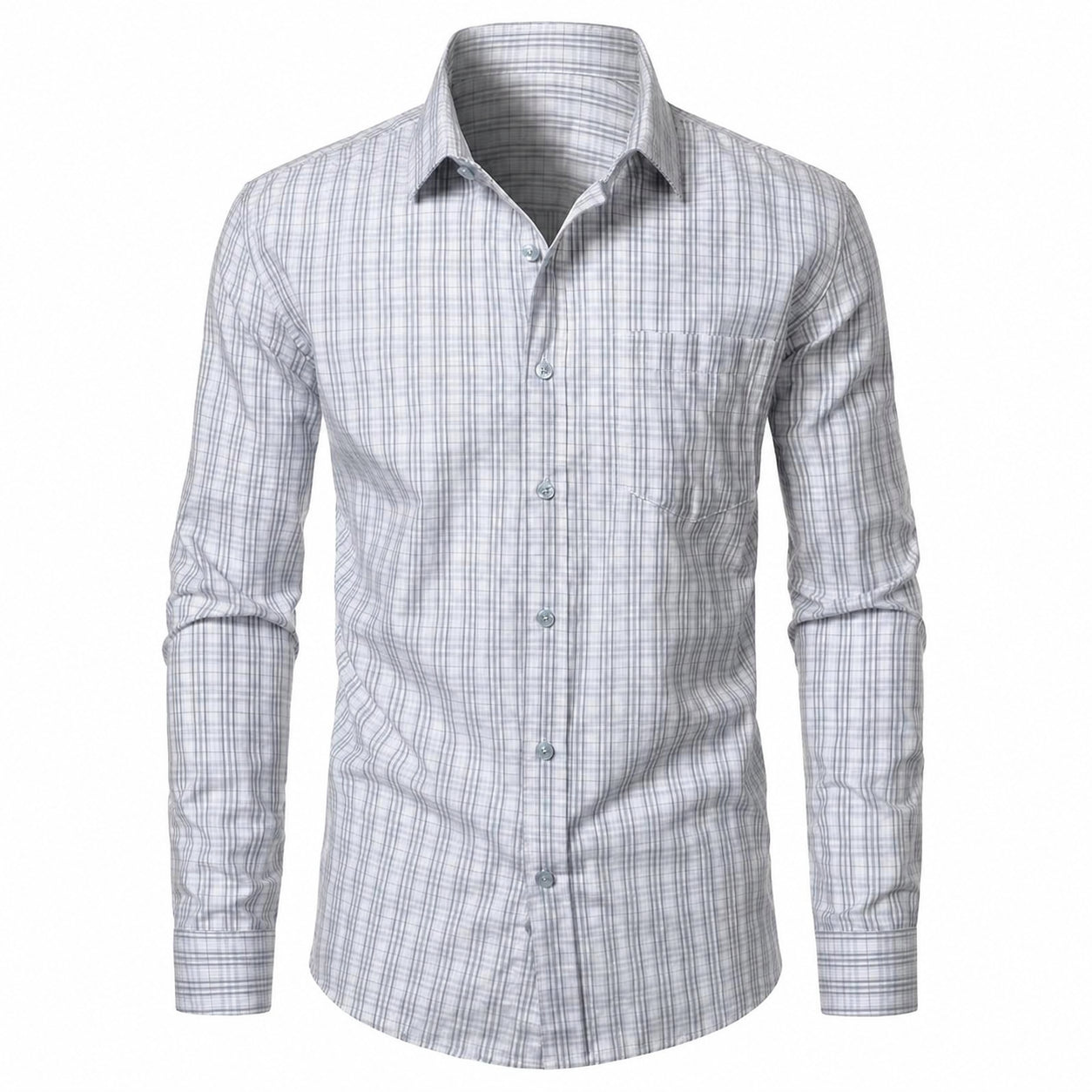 Men’s Classic Plaid Slim-Fit Button-Down Shirt