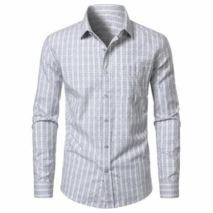 Men’s Classic Plaid Slim-Fit Button-Down Shirt