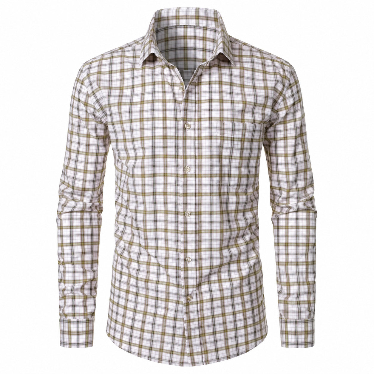 Men’s Classic Plaid Slim-Fit Button-Down Shirt